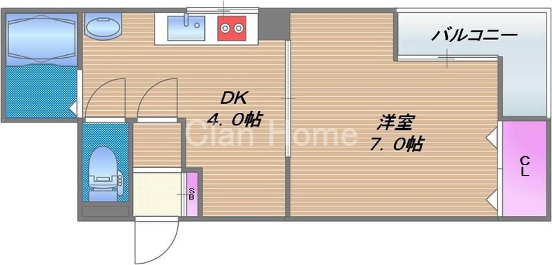 コンフォート真田山東(1DK/6階)の間取り写真