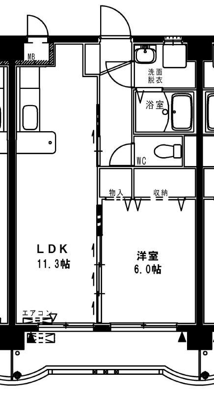 コンフォール大橋(1LDK/4階)の間取り写真