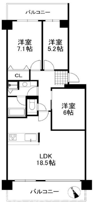 イトーピア泉北深井(3LDK/4階)の間取り写真
