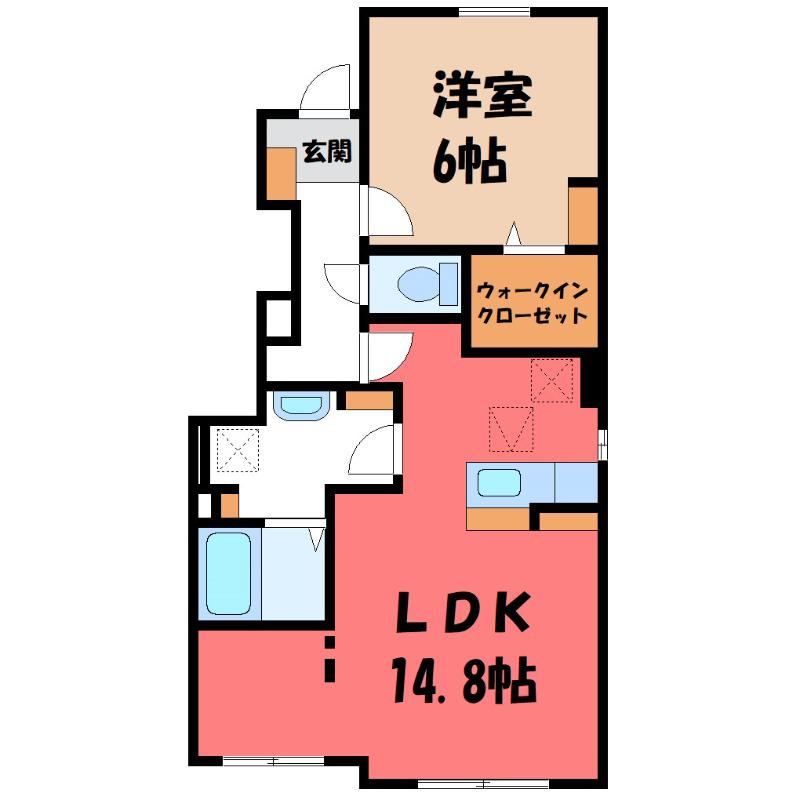 ヴィラ プラシードB(1LDK/1階)の間取り写真