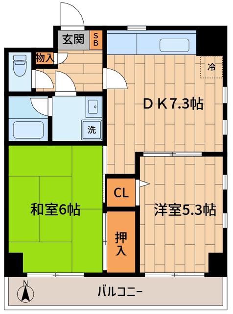ローズガーデン(2DK/5階)の間取り写真