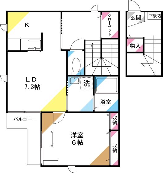 ステラハウス壱番館(1LDK/2階)の間取り写真