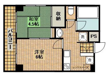 シャトル新城(2K/3階)の間取り写真