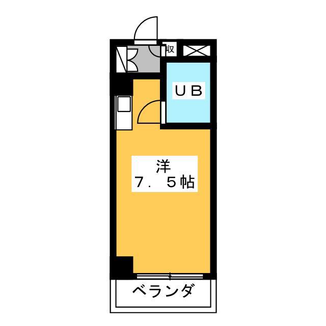 JR中央線 国立駅 徒歩14分 3階建 築36年(ワンルーム/3階)の間取り写真