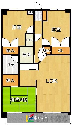 オレンジヒル新宮(3LDK/3階)の間取り写真