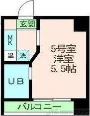 ベルメゾン相川(ワンルーム/5階)の間取り写真