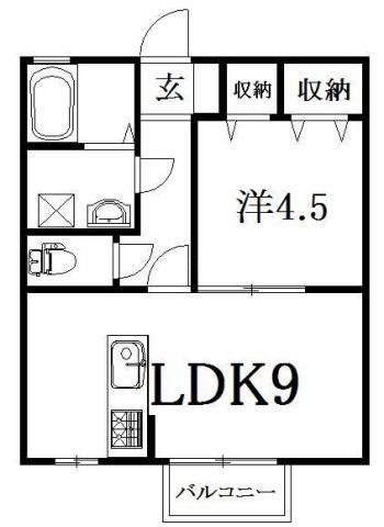 アービル篠原A(1LDK/1階)の間取り写真