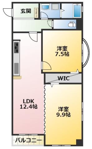サンコートHANNOKI(2LDK/5階)の間取り写真
