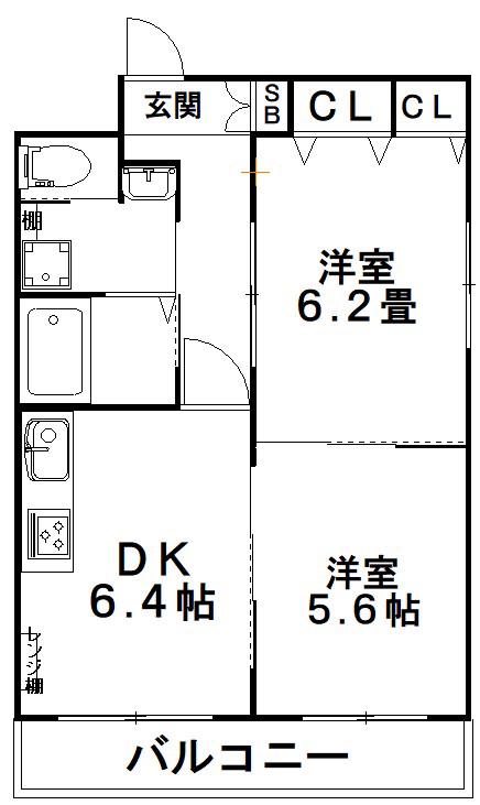 グラースビ高島平(2DK/4階)の間取り写真