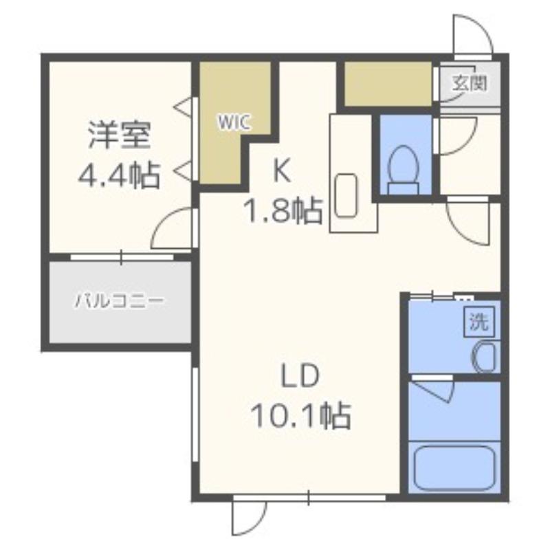 ピオネロ山鼻(1LDK/3階)の間取り写真