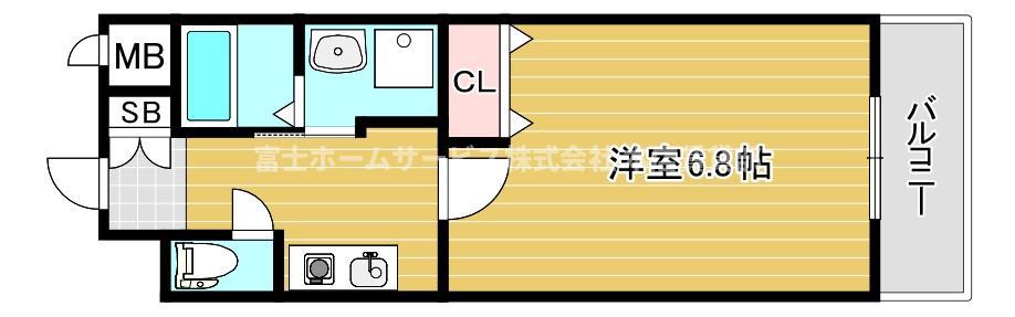 ふぁみーゆアビコVI(1K/5階)の間取り写真