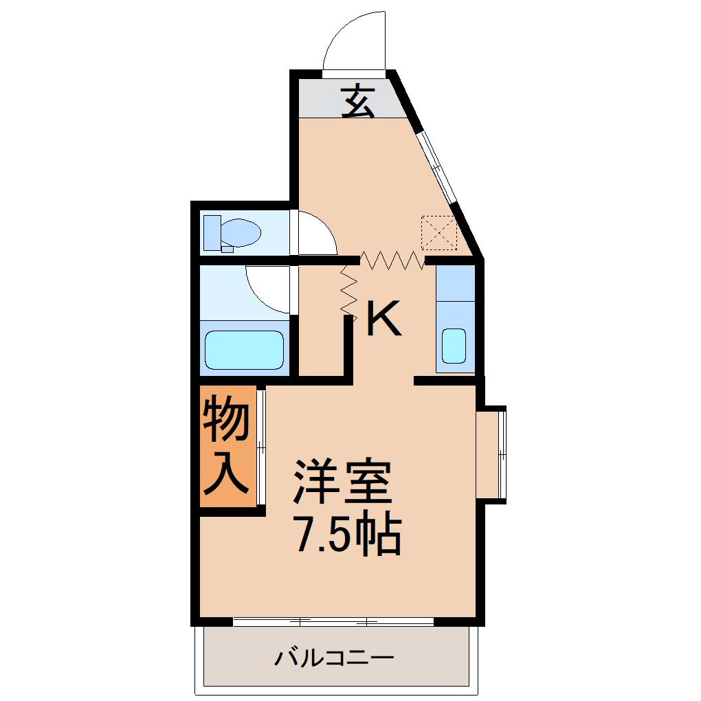 八木山アベニュー(1K/4階)の間取り写真
