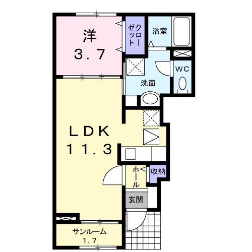 モラルズ(1LDK/1階)の間取り写真