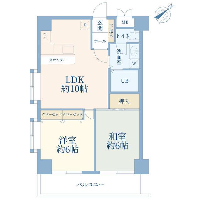 ブリリアンス日本橋浜町5番館(2LDK/7階)の間取り写真