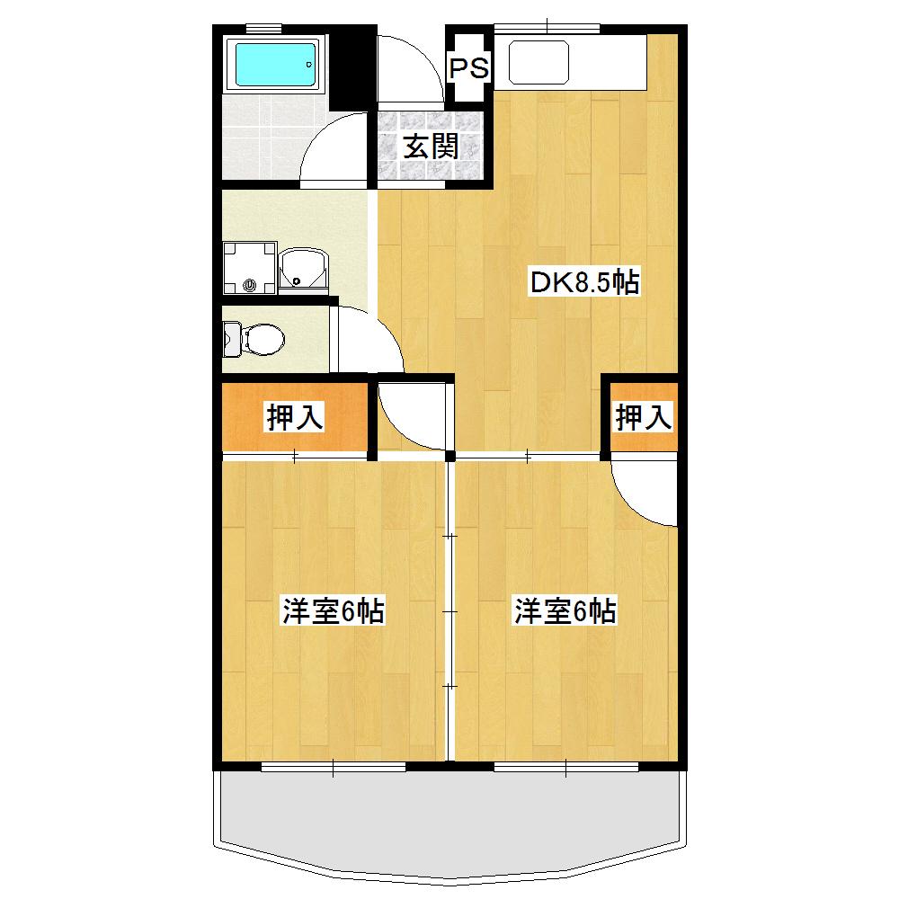 丸山マンション(2DK/3階)の間取り写真