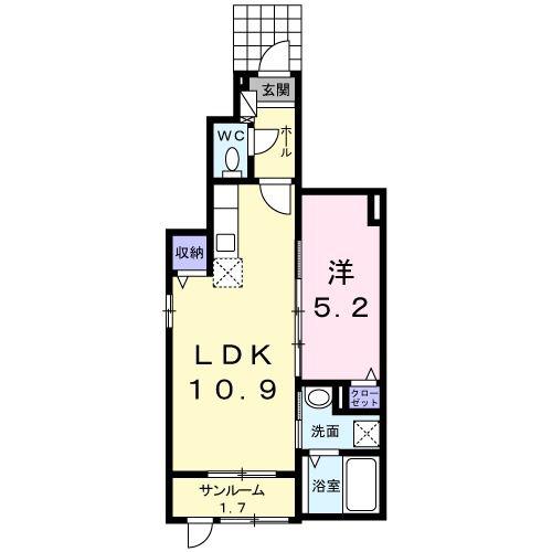 ハーベスト(1LDK/1階)の間取り写真