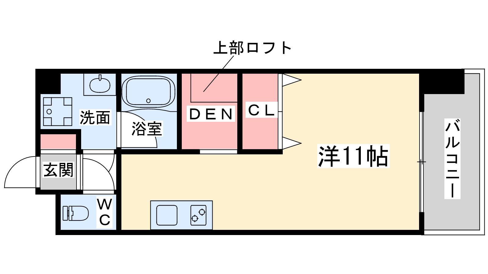 アローフィールズ壱番館(ワンルーム/8階)の間取り写真