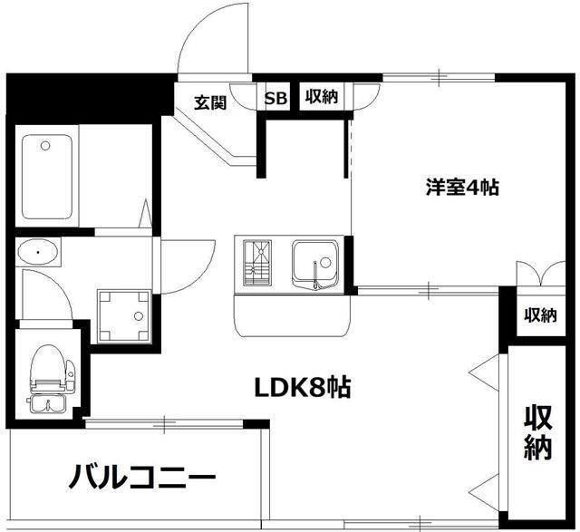ニイダビル(1LDK/4階)の間取り写真