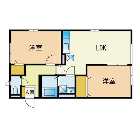 M&S6番館(2LDK/2階)の間取り写真