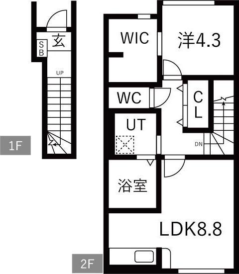 TREFLE(1LDK/2階)の間取り写真