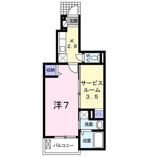 フェリスII(1SK/1階)の間取り写真
