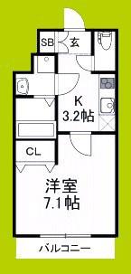 フィアスコート白鷺駅前(1K/3階)の間取り写真