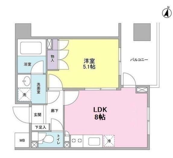 KS新中野(1LDK/2階)の間取り写真