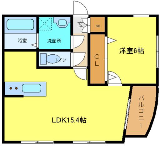 グランシャトー(1LDK/2階)の間取り写真