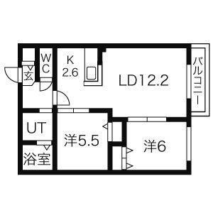 地下鉄東西線 南郷13丁目駅 徒歩7分 4階建 築19年(2LDK/1階)の間取り写真