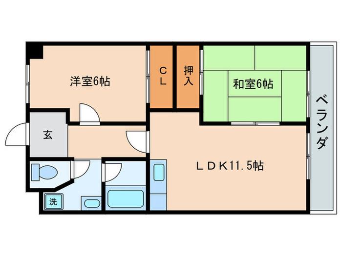 エステートミナミ(2LDK/3階)の間取り写真
