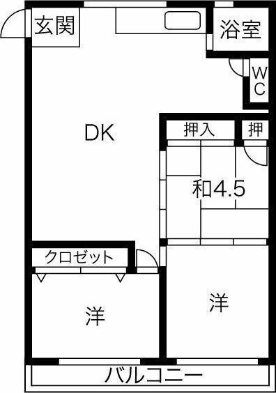 八熊明輝ビル(3DK/3階)の間取り写真
