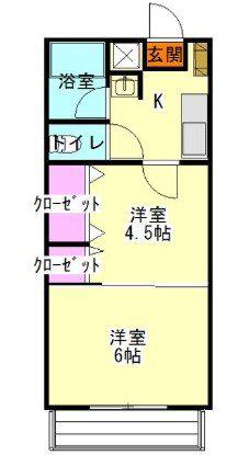 アルザスパインズマンション(2K/1階)の間取り写真