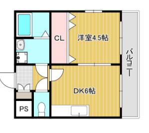 エクセルヴュー明石(1DK/2階)の間取り写真