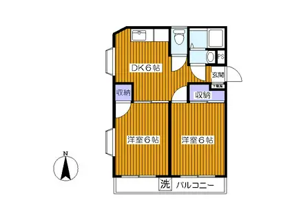 カーサビアンカ(2DK/2階)の間取り写真