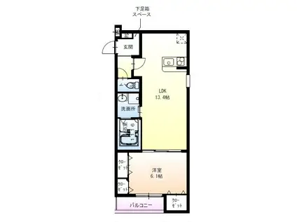 フジパレス堺諏訪森I番館(1LDK/2階)の間取り写真