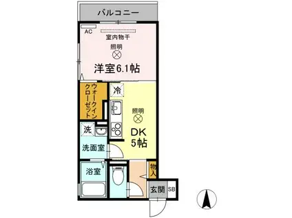 ウィングパレス津島笹が瀬(1DK/3階)の間取り写真