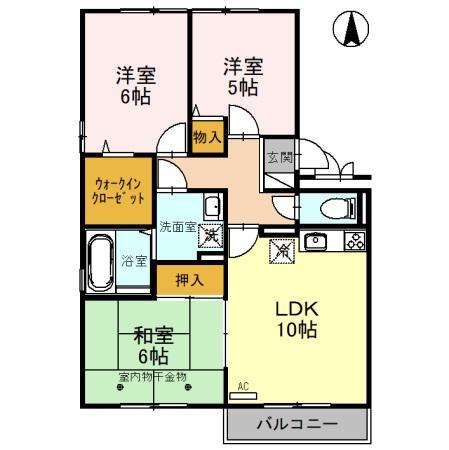 ロビュスト三栄II(3LDK/3階)の間取り写真