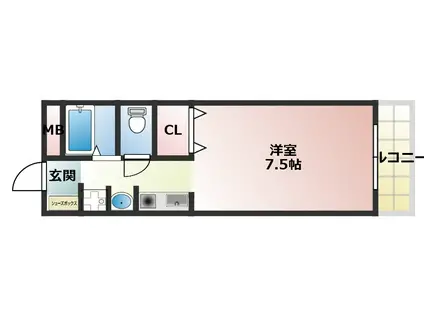 オーシャンI(1K/2階)の間取り写真