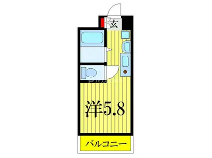 テラスレジデンス津田沼(ワンルーム/2階)の間取り写真
