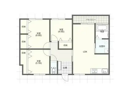 エスケイハイム(3LDK/1階)の間取り写真