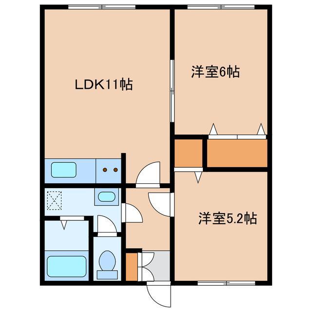 ハッピーハイツ(2LDK/1階)の間取り写真