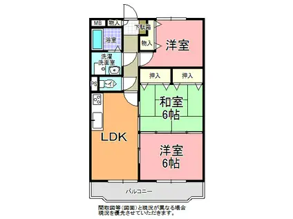 シャテーニュ山崎 B棟(3LDK/3階)の間取り写真