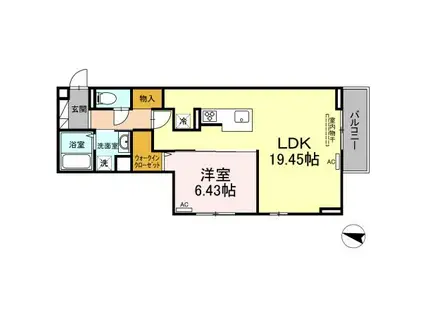 D-LUMIUS B棟(1LDK/3階)の間取り写真