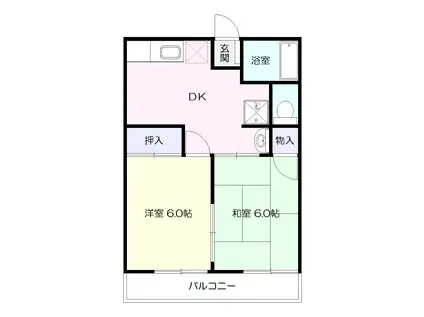 シティハイムセルティアE棟(2DK/2階)の間取り写真