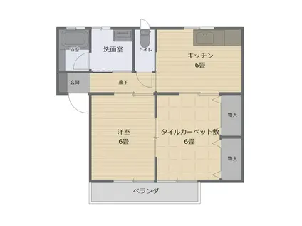 アップルハウス(2DK/2階)の間取り写真