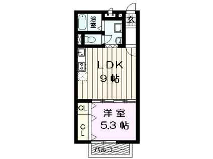フォンターナ(1LDK/1階)の間取り写真