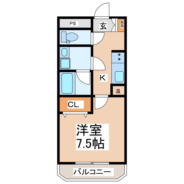 サンライン東部(1K/3階)の間取り写真