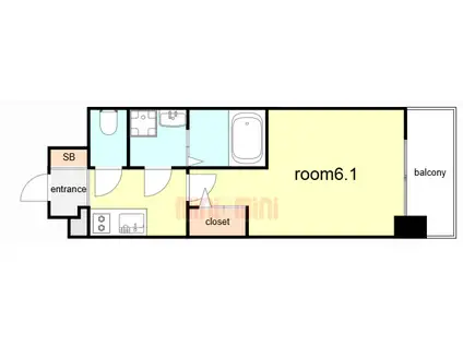 CION KOBE BAYSIDE(1K/7階)の間取り写真