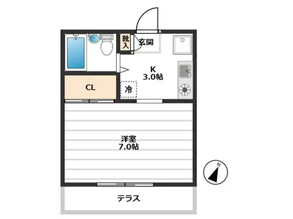 ロイヤルエナ(1K/1階)の間取り写真