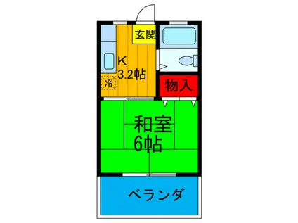朝日ハイツ2(1K/1階)の間取り写真